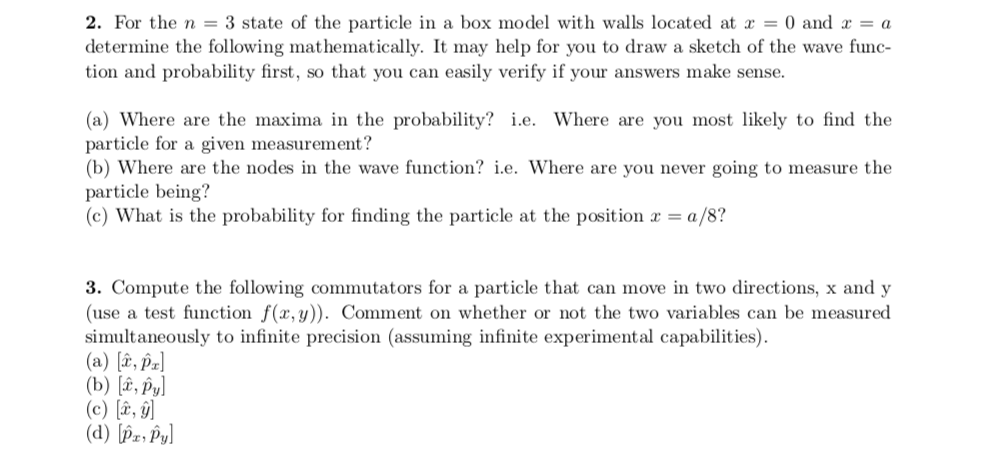 Solved 2. For the n-3 state of the particle in a box model | Chegg.com