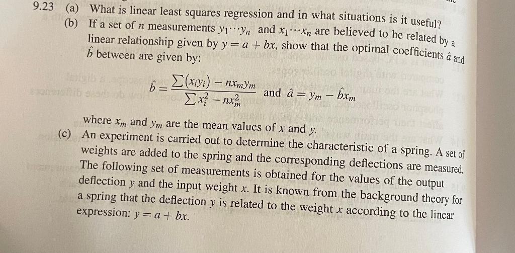 Solved 3 (a) What is linear least squares regression and in | Chegg.com