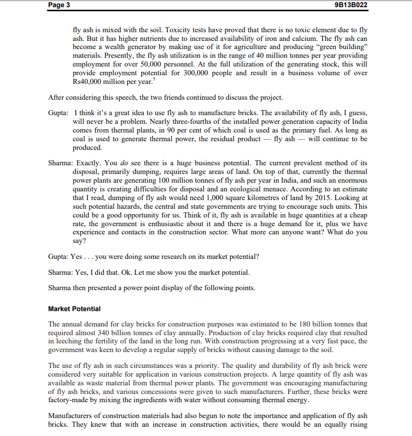 FLY ASH BRICK PROJECT FEASIBILITY STUDY USING CVP