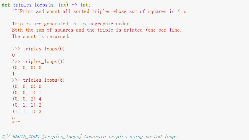 Solved Define function triples_loops, that prints and counts | Chegg.com