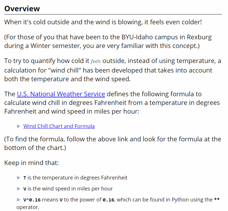Solved Overview When it's cold outside and the wind is | Chegg.com