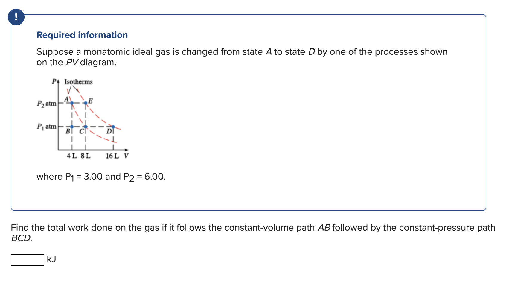 Solved Required Information Suppose A Monatomic Ideal Gas Is | Chegg.com