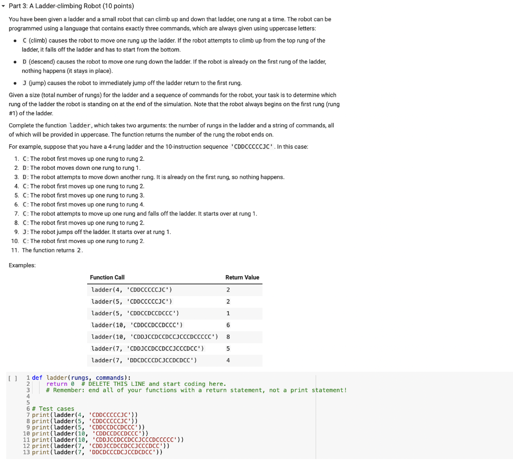 Solved Part 3: A Ladder-climbing Robot (10 points) You | Chegg.com