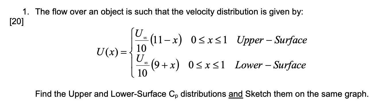 Solved 1. The flow over an object is such that the velocity | Chegg.com