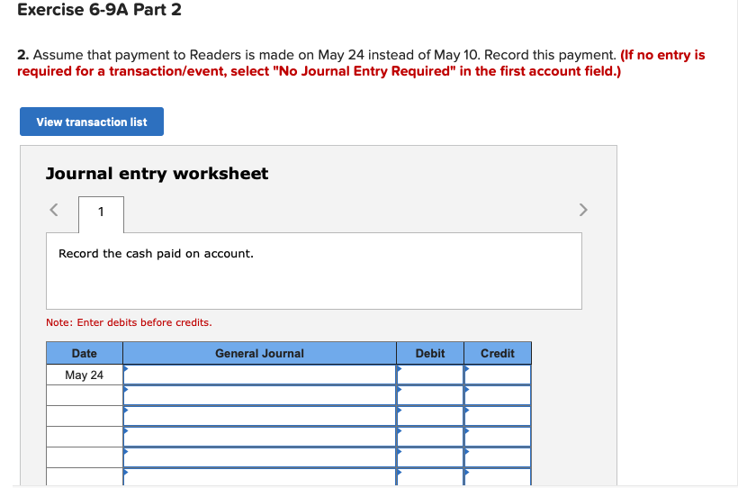Solved Required information Exercise 6-9A Record | Chegg.com