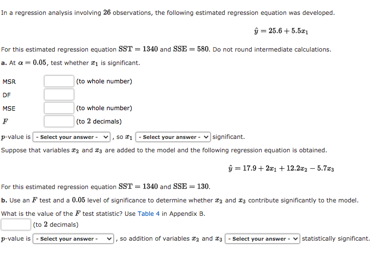 Solved In a regression analysis involving 26 observations, | Chegg.com