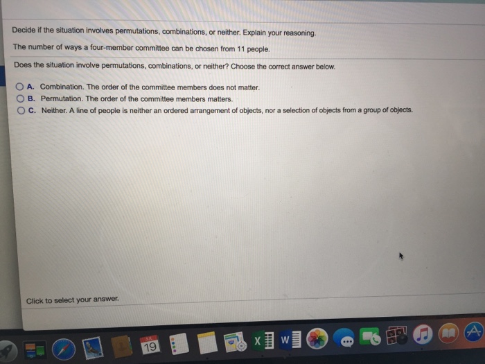 Solved Decide if the situation involves permutations,