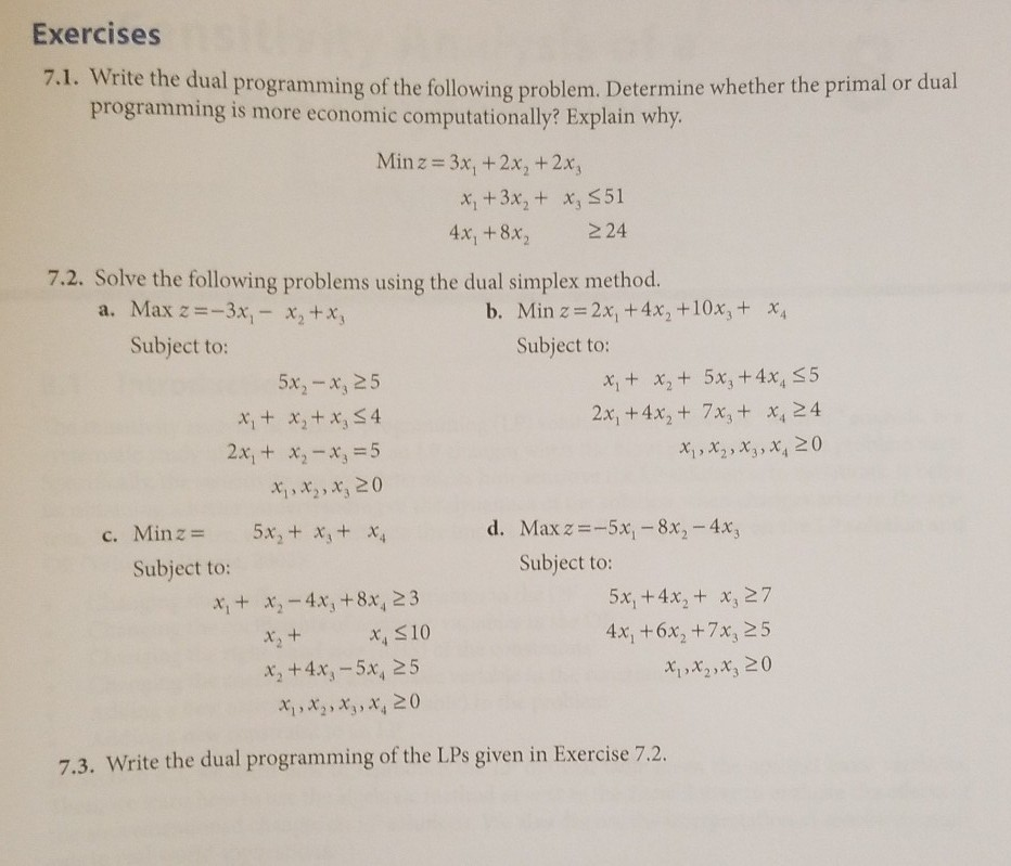 Solved Exercises al programming of the following problem. | Chegg.com