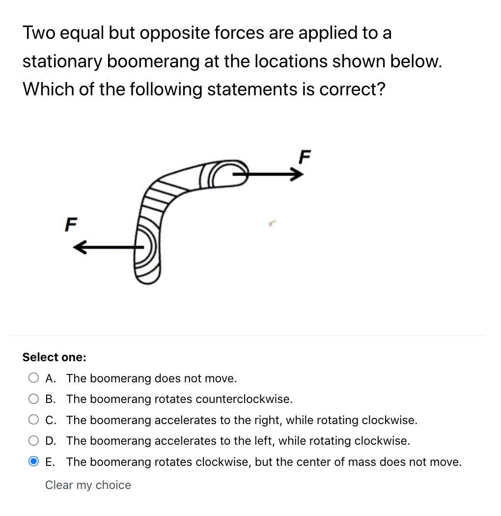 Solved Two equal but opposite forces are applied to a | Chegg.com