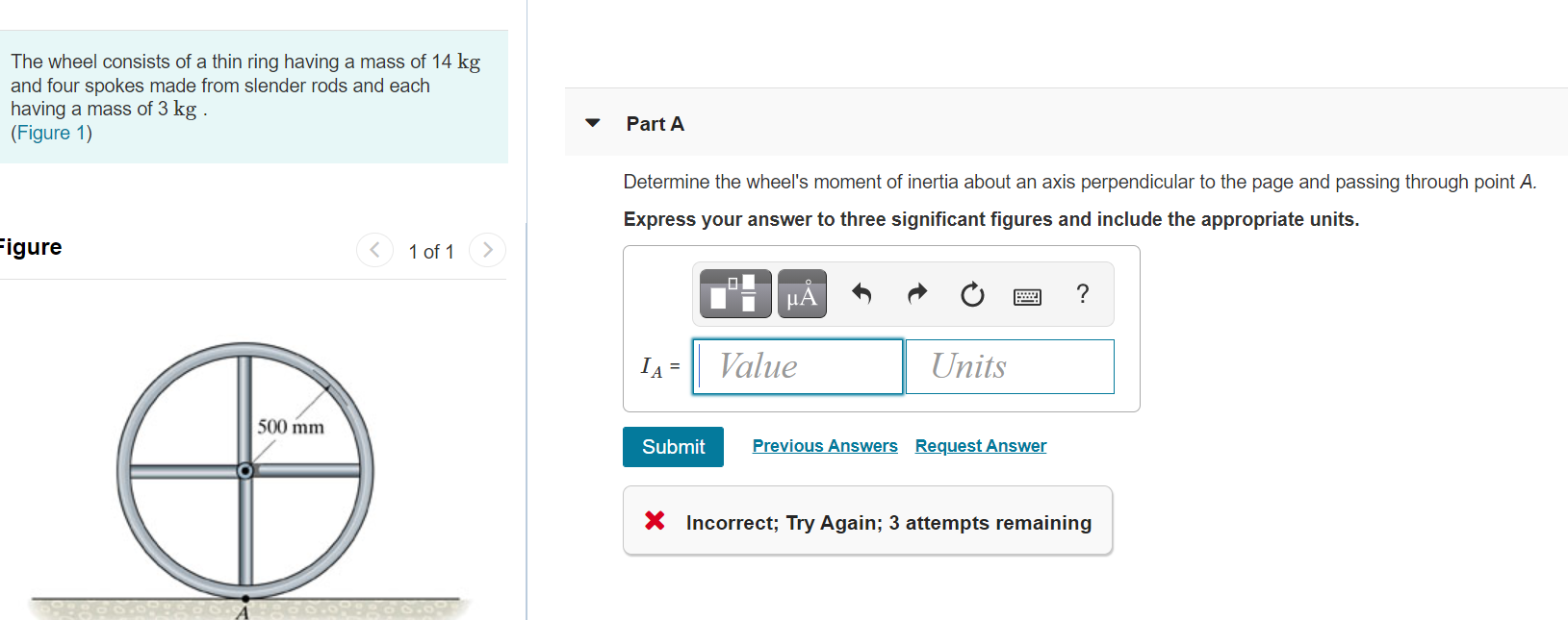 Solved The wheel consists of a thin ring having a mass of 14