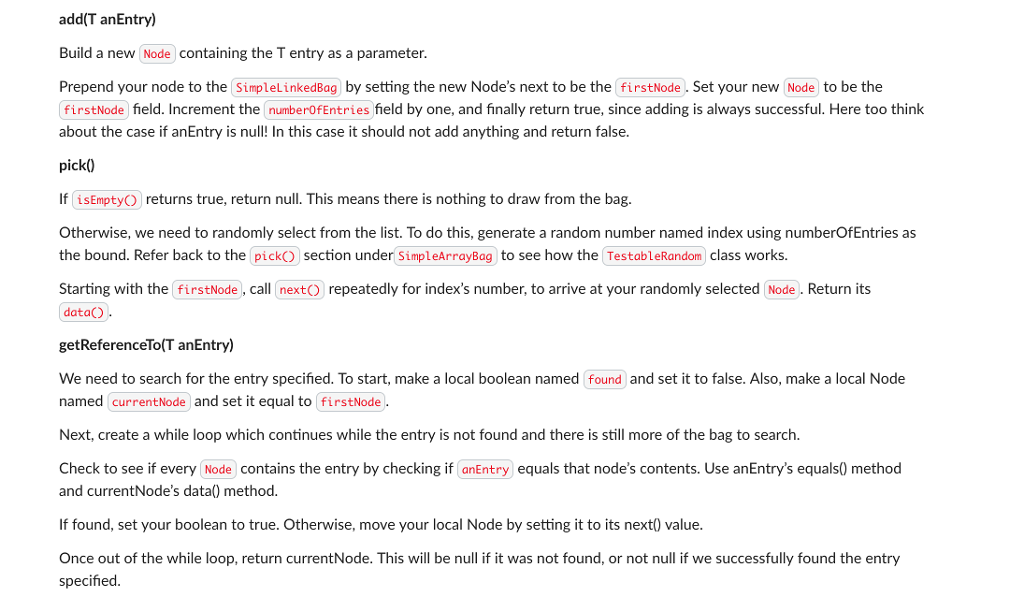 Solved add(T anEntry) Build a new Node containing the T | Chegg.com