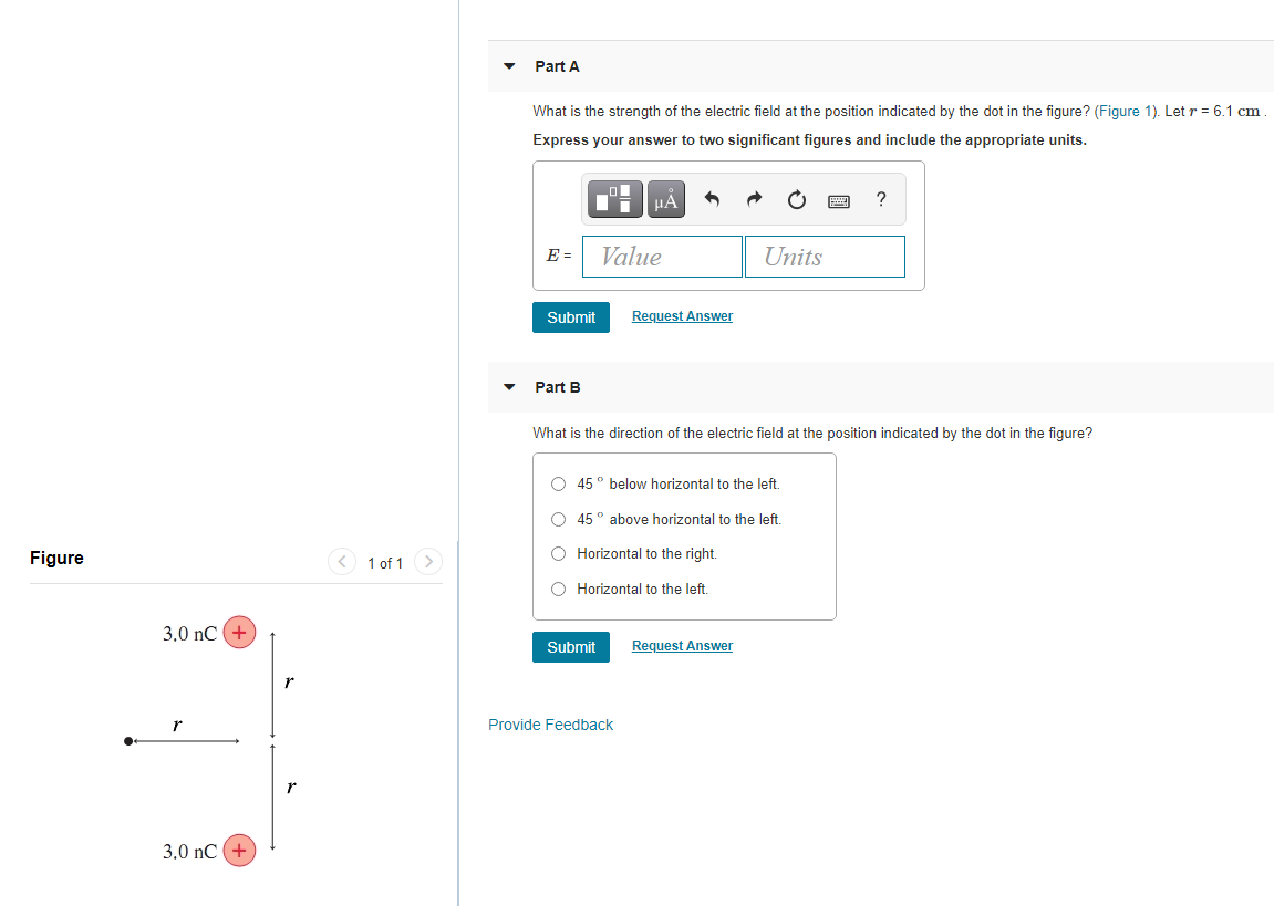 Solved Part A What is the strength of the electric field at | Chegg.com