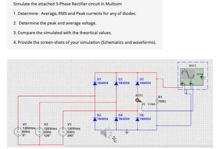 Solved Simulate the attached 3-Phase Rectifier circuit in | Chegg.com