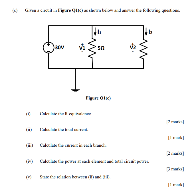 Solved (c) Given A Circuit In Figure Q1(e) As Shown Below | Chegg.com