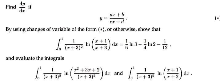 Solved (+ dy Find if a + b y = crud By using changes of | Chegg.com