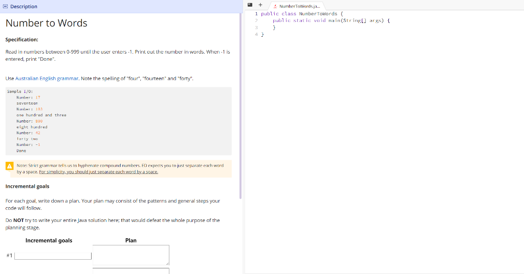 Solved Description Number to Words NumberTowards.ja i public | Chegg.com
