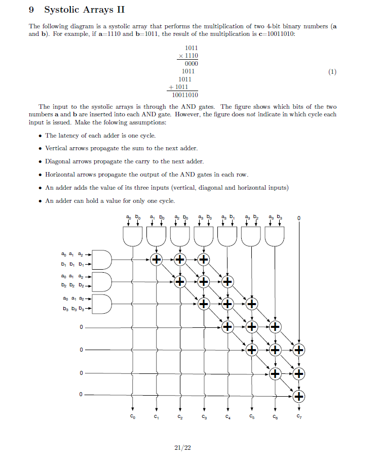 9 Systolic Arrays II The following diagram is a | Chegg.com