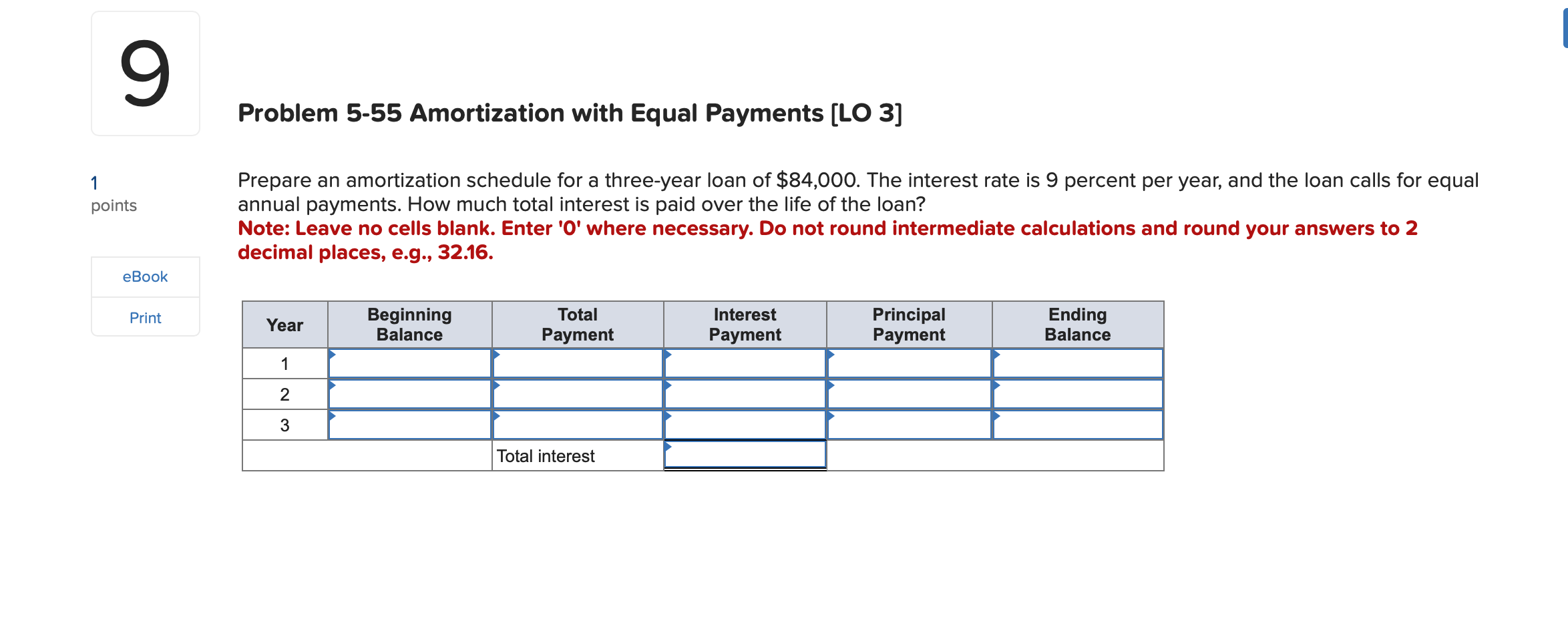 Solved Problem 5-55 Amortization with Equal Payments [ [LO | Chegg.com