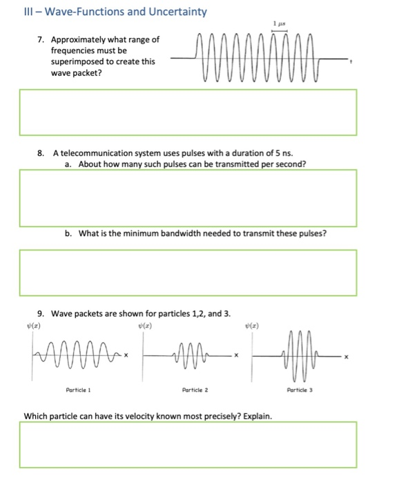 IlI - Wave-Functions and Uncertainty 1 ps 7. | Chegg.com