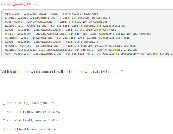 Solved faculty_summer_2020.csv firstName, lastName, email, | Chegg.com