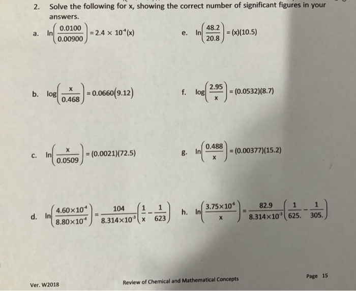Solved Sheet #6 - Review of Chemical and Mathematical | Chegg.com