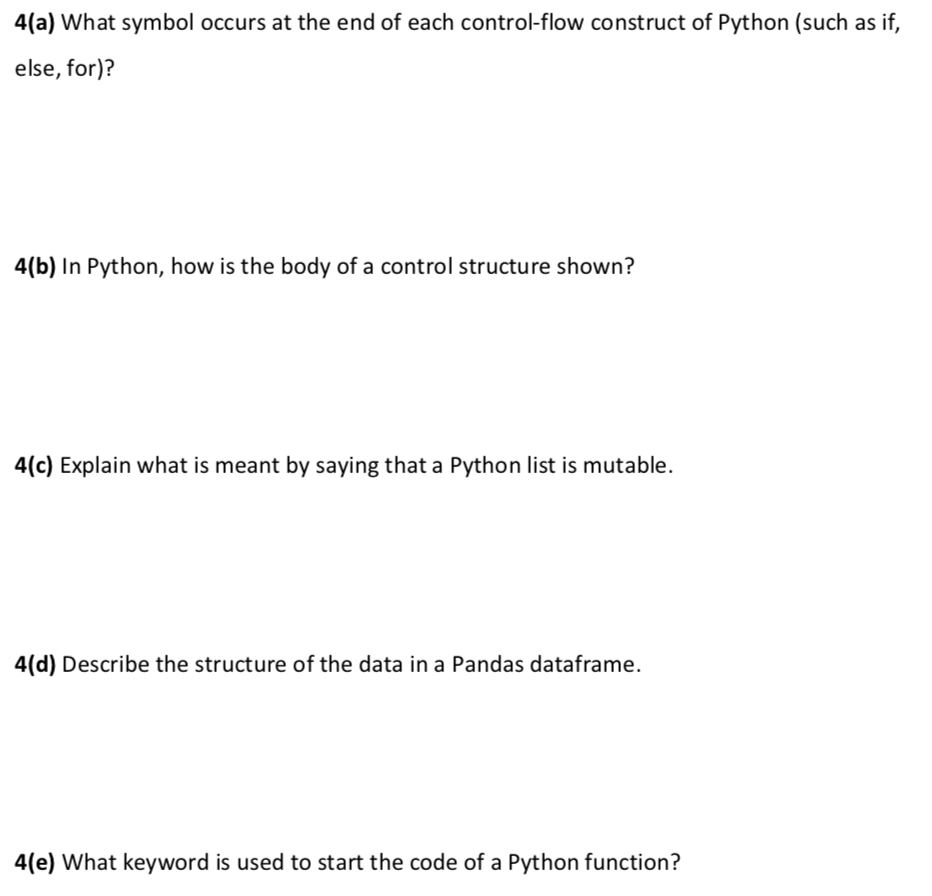 Solved 4(a) What symbol occurs at the end of each | Chegg.com