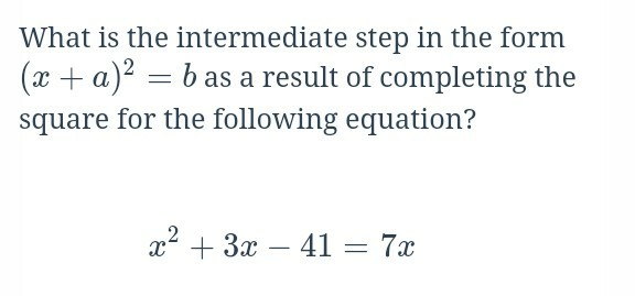 Solved What is the intermediate step in the form (x + a)2 = | Chegg.com