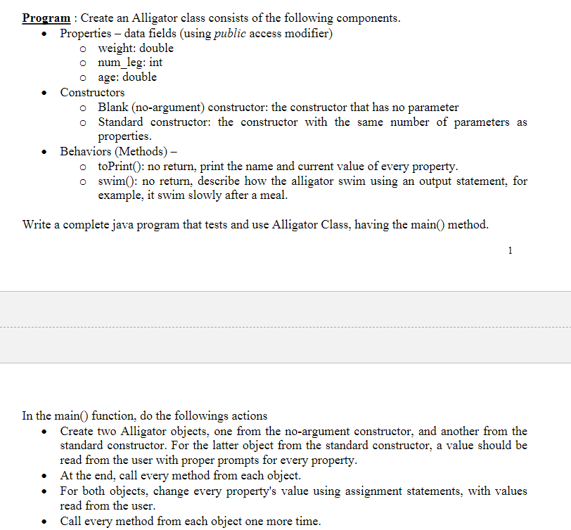 Solved Create two java program files for the following | Chegg.com