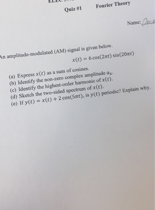 Solved An amplitude-modulated (AM) signal is given below. | Chegg.com