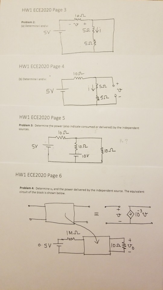 Solved HW1 ECE2020 Page 3 or Problem 2: (a) Determine i and | Chegg.com