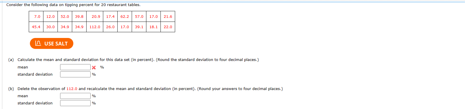 Solved (a) Calculate the mean and standard deviation for | Chegg.com