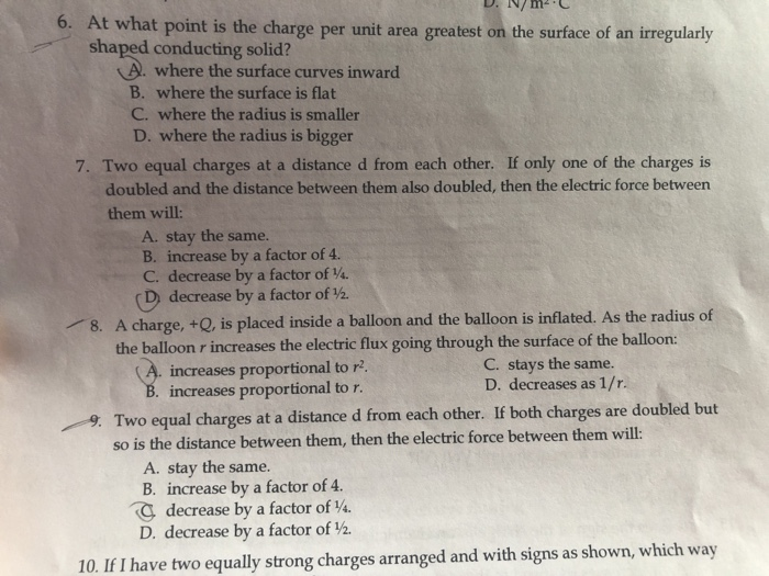 Solved 6. At what point is the charge per unit area greatest | Chegg.com