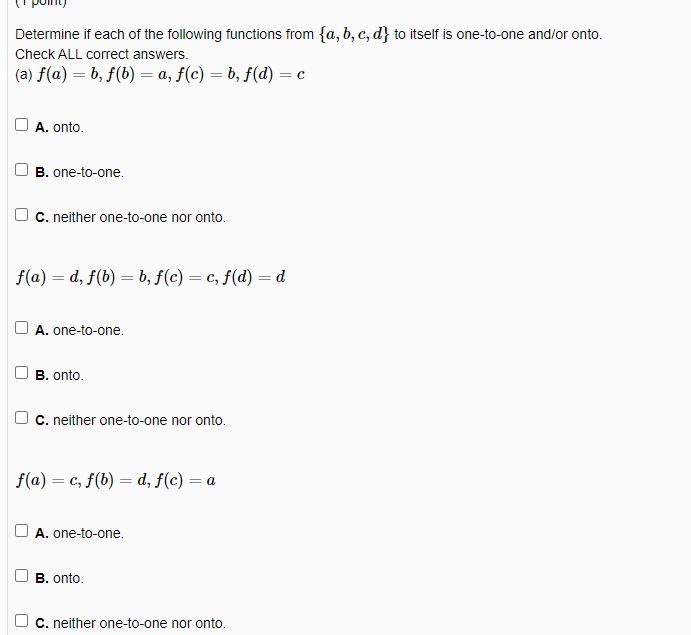 Solved Determine If Each Of The Following Functions From | Chegg.com