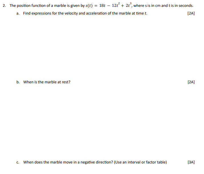 Marble Function Solved The position function of a marble is given | Chegg.com