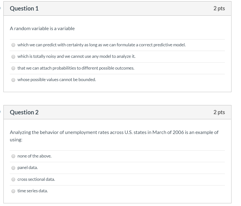 Solved Question 1 2 pts A random variable is a variable | Chegg.com