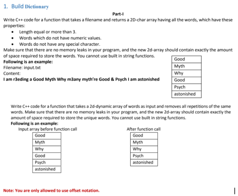 Solved -Answer only using POINTERS and dynamic Arrays. Read | Chegg.com