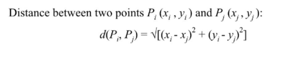 Solved The equation to calculate the distance between two | Chegg.com