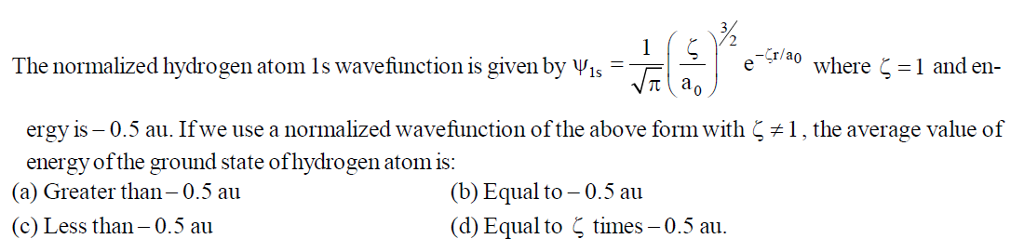 Solved The normalized hydrogen atom 1s wavefunction is given | Chegg.com