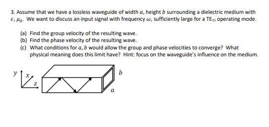 Solved a 3. Assume that we have a lossless waveguide of