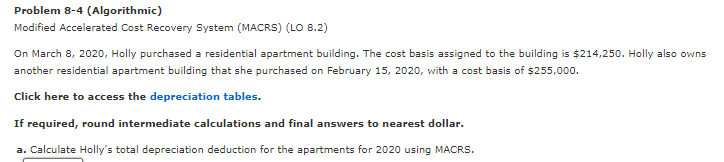 Solved Problem 8-4 (Algorithmic) Modified Accelerated Cost | Chegg.com