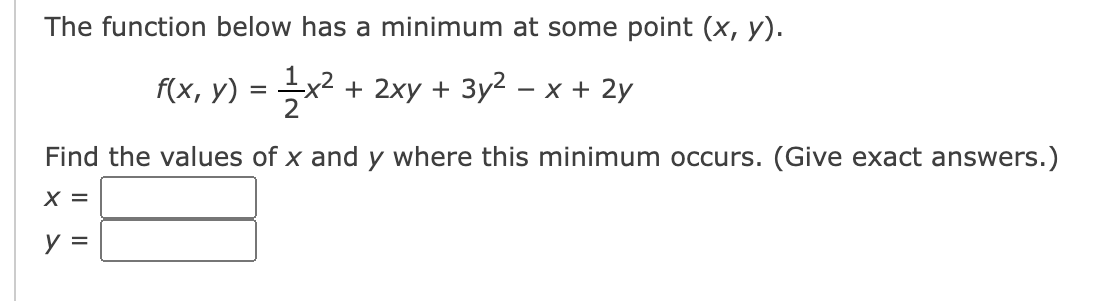 what is the minimum value of the function y x 2 3