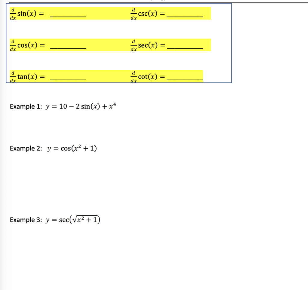 Solved Dxdcsc X Dxdsec X Dxdcot X Y 10−2sin X X4