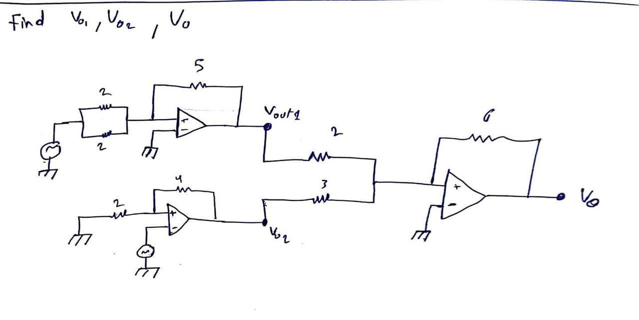 Find Vo₁, Vo₂ 2 uu 2 1 Vo ५ 5 Vout 1 M 3 use 2 G Vo