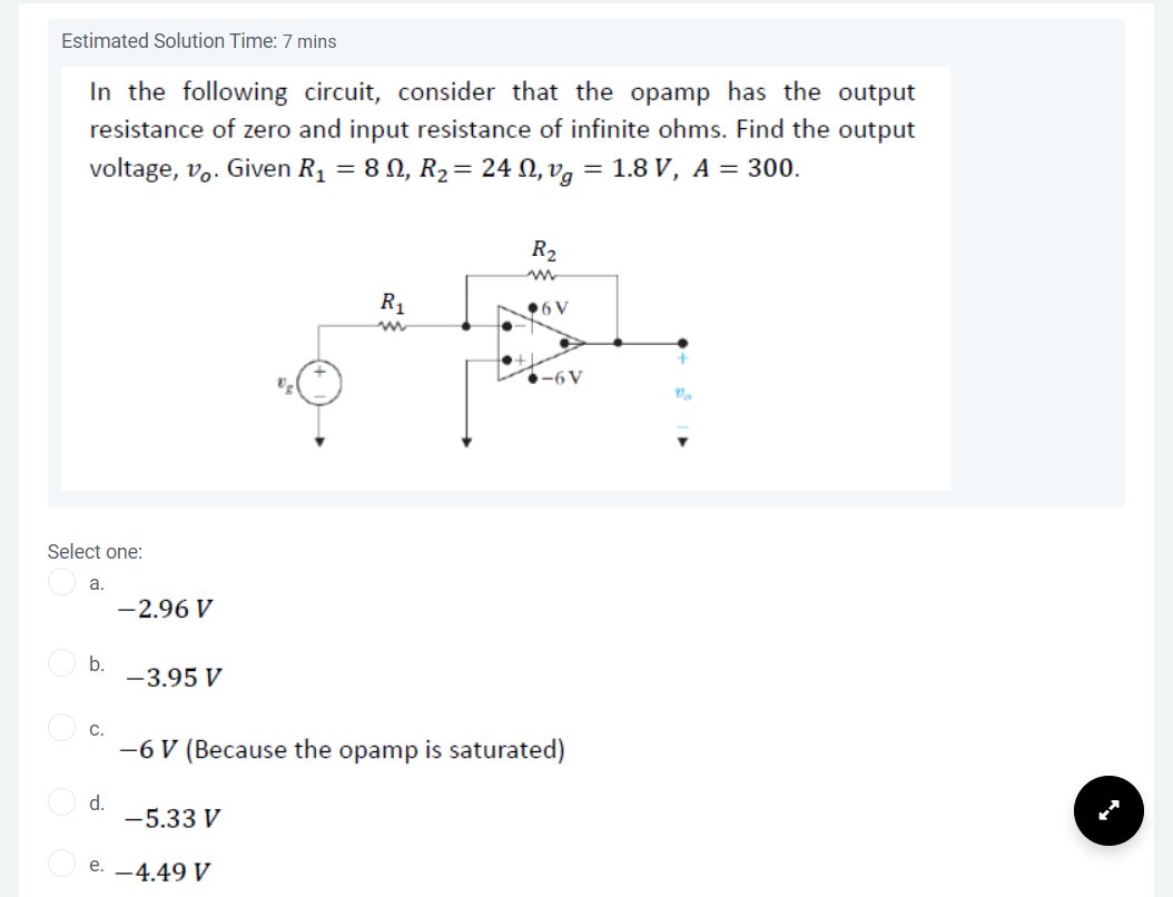 Solved In the following circuit, consider that the opamp has | Chegg.com