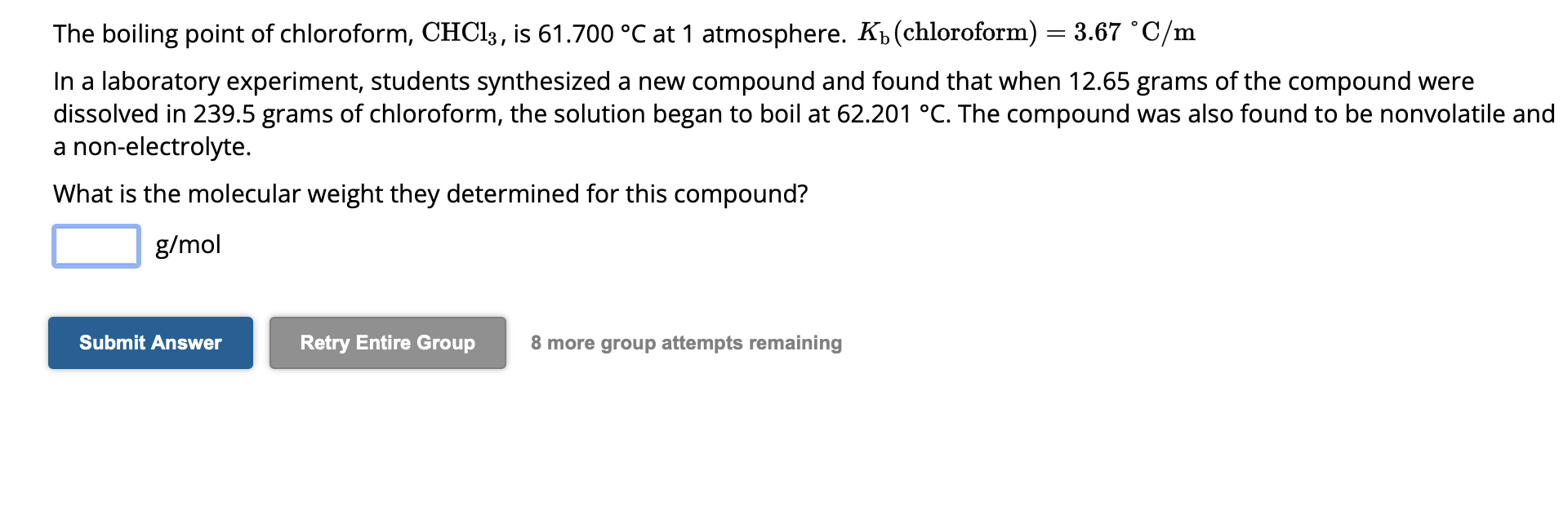 Solved The boiling point of chloroform, CHCl3, is 61.700∘C