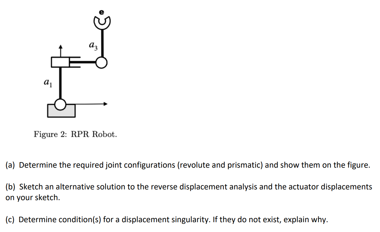 ??
ai
Figure 2: RPR Robot.
(a) Determine the required joint configurations (revolute and prismatic) and show them on the figu