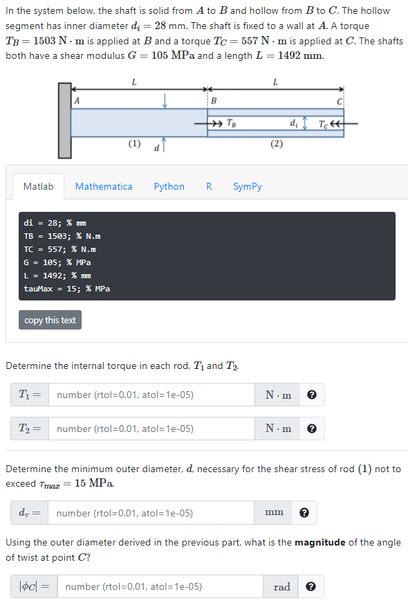 Solved In The System Below, The Shaft Is Solid From A To B | Chegg.com