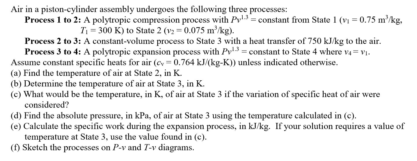 Solved Air in a pistoncylinder assembly undergoes the