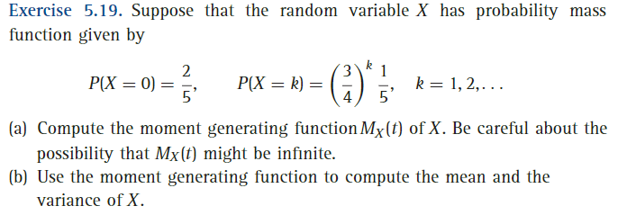 Solved Exercise 5 19 Suppose That The Random Variable X Chegg Com