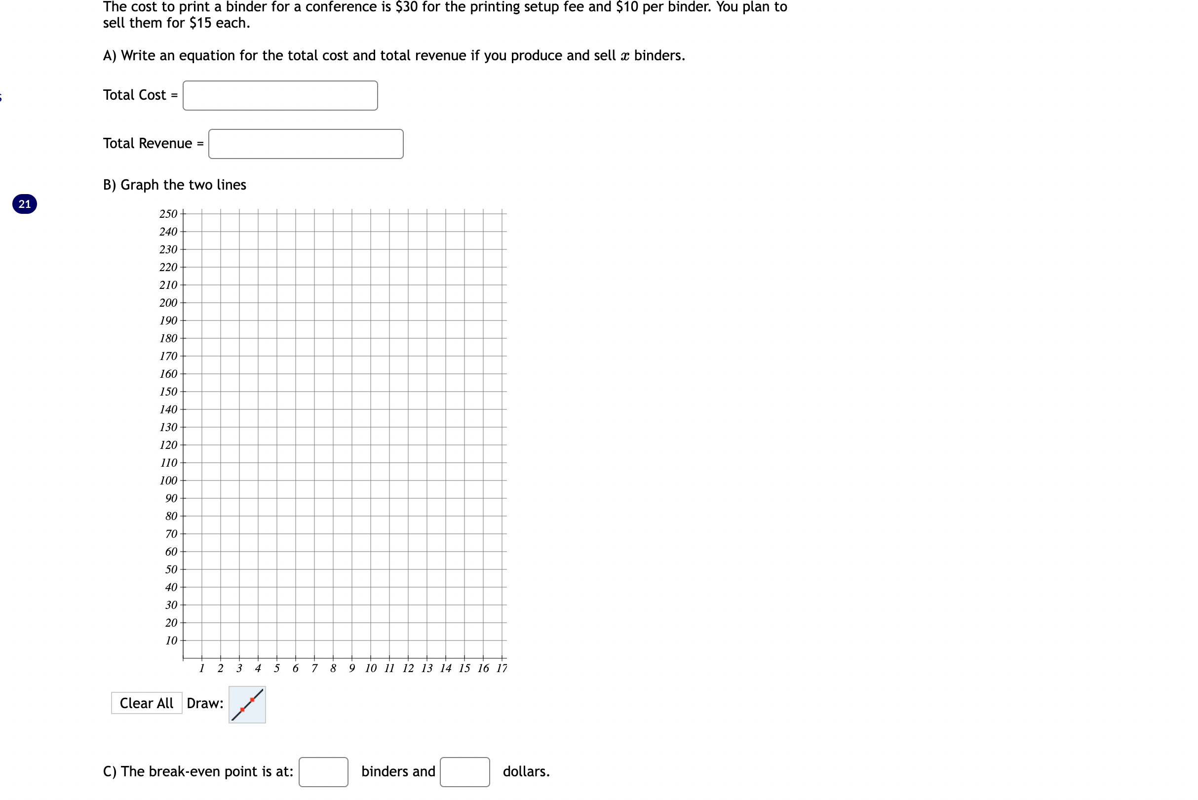 Solved The cost to print a binder for a conference is $30 | Chegg.com